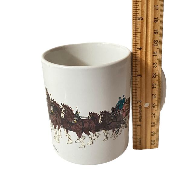 Vintage 1997 Budweiser Anheuser-Bush Clydesdale Horse Wagon Coffee Mug White - Picture 11 of 11